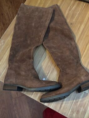 Brown Suede Knee-High  Boots